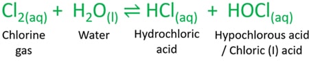 chlorine gas and water reaction